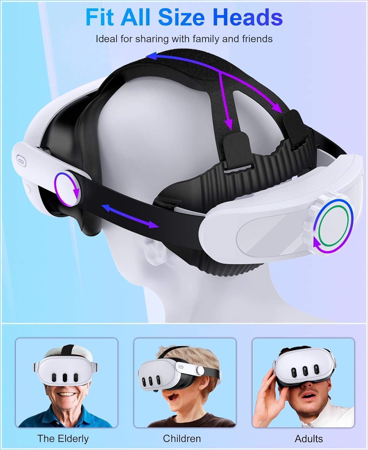 Headstrap for Quest 3 / Quest 3S/ Quest 2 Comfort Head Strap Adjustable VR Strap Reduce Pressure & Lightweight VR Elite Strap Replacement Accessories for Oculus 3 3S 2 - Image 4