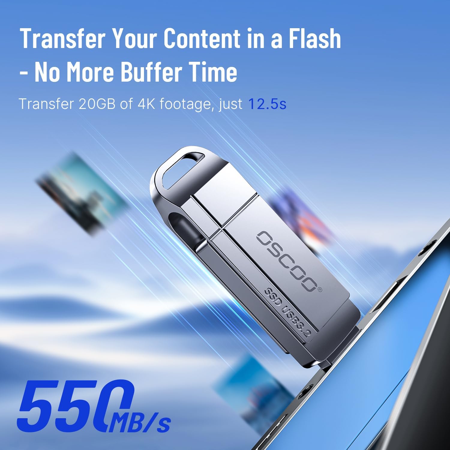 512GB SSD Flash Drive, Up to 550MB/s–USB 3.2 Gen1 Thumb Drive, Dual USB-C & USB-A Ports, Compatible with iPhone 15/16/17, Android Phones, Mac – Photo & Video Backup - Image 3