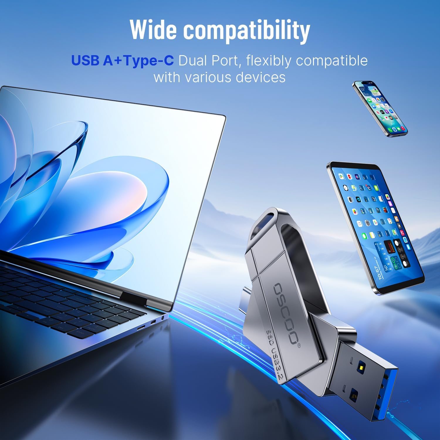 512GB SSD Flash Drive, Up to 550MB/s–USB 3.2 Gen1 Thumb Drive, Dual USB-C & USB-A Ports, Compatible with iPhone 15/16/17, Android Phones, Mac – Photo & Video Backup - Image 5