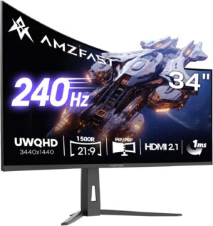 Amzfast 34 Inch Curved Monitor 240H...