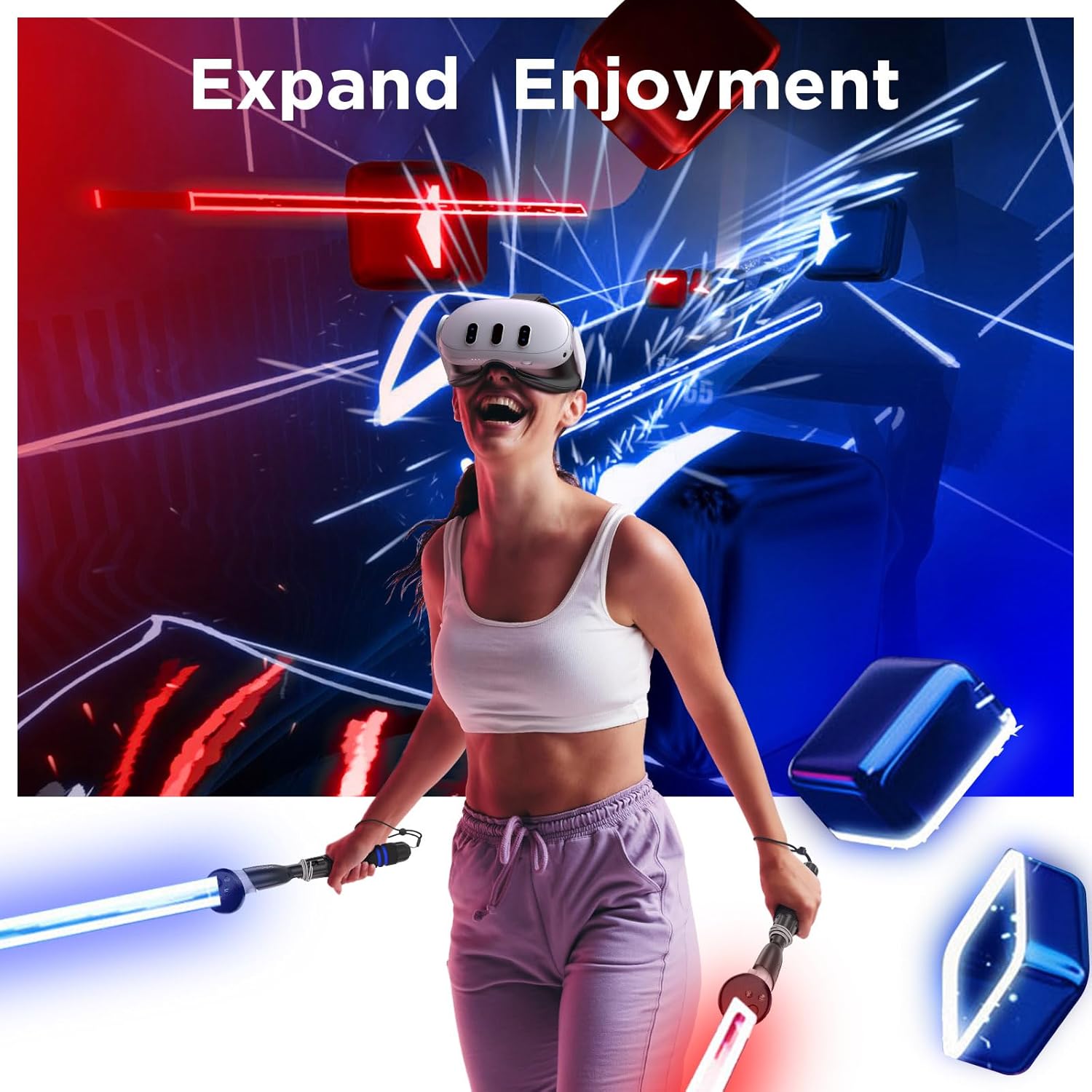 YOGES Gorilla Tag Long Arms Compatible with Meta Quest 3S/ Quest 3/ Oculus Quest 2/ Quest Pro/Rift S Controller, Beat Saber Handle Attachments VR Sticks Dual Extensions Grips for Playing VR Games - Image 8