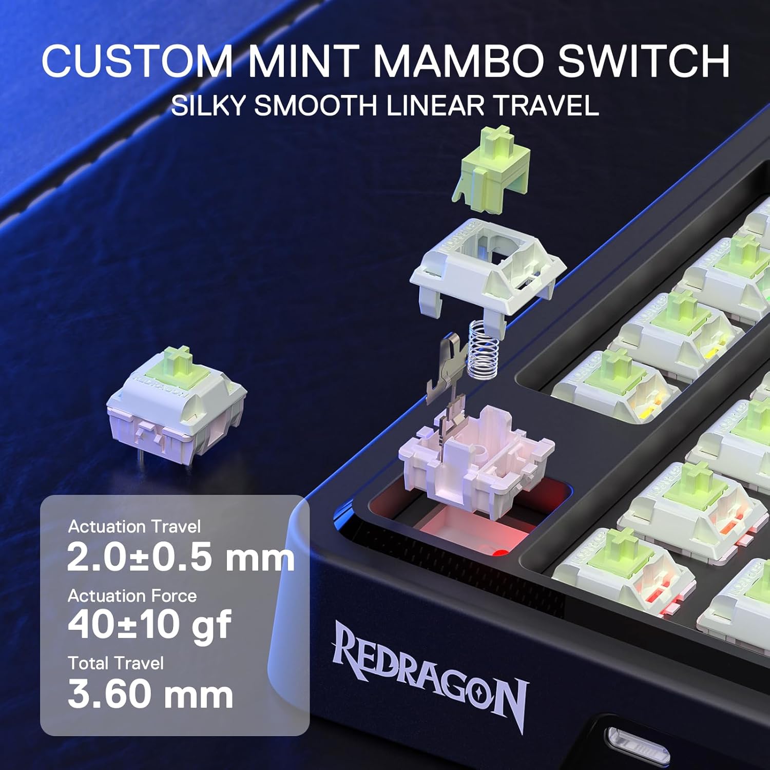 Redragon K673 GB 75% Wireless Gasket RGB Gaming Keyboard, 3-Modes 81 Keys PBT Compact Mechanical Keyboard w/Hot-Swap Socket, Dedicated Knob Control & 5-Layer Noise Dampening, Custom Linear Switch - Image 5
