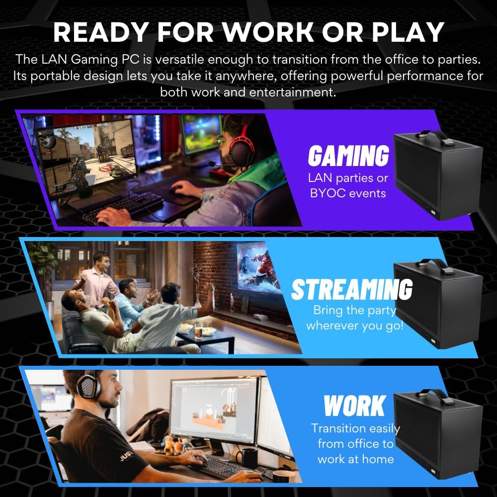 LAN Gamer RTX 5070 12GB, 8-Core AMD Ryzen 7 8700F, 32GB DDR5 RAM, 2TB Gen4 NVMe SSD, 8.1L Mini ITX SFF Desktop w/Windows 11 Pro, 3-Year Warranty, RGB Keyboard+Mouse, Internal Wi-Fi (Black) - Image 7