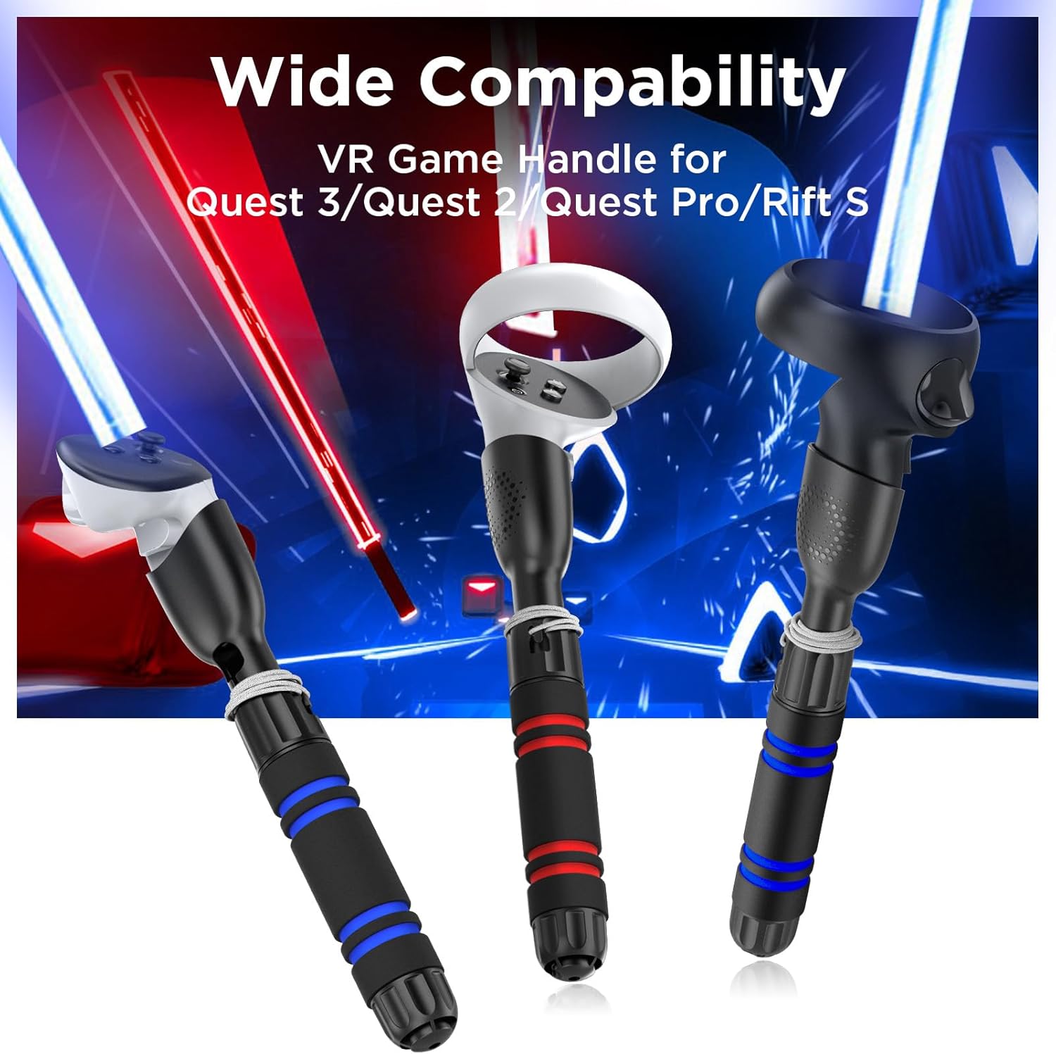 YOGES Gorilla Tag Long Arms Compatible with Meta Quest 3S/ Quest 3/ Oculus Quest 2/ Quest Pro/Rift S Controller, Beat Saber Handle Attachments VR Sticks Dual Extensions Grips for Playing VR Games - Image 3