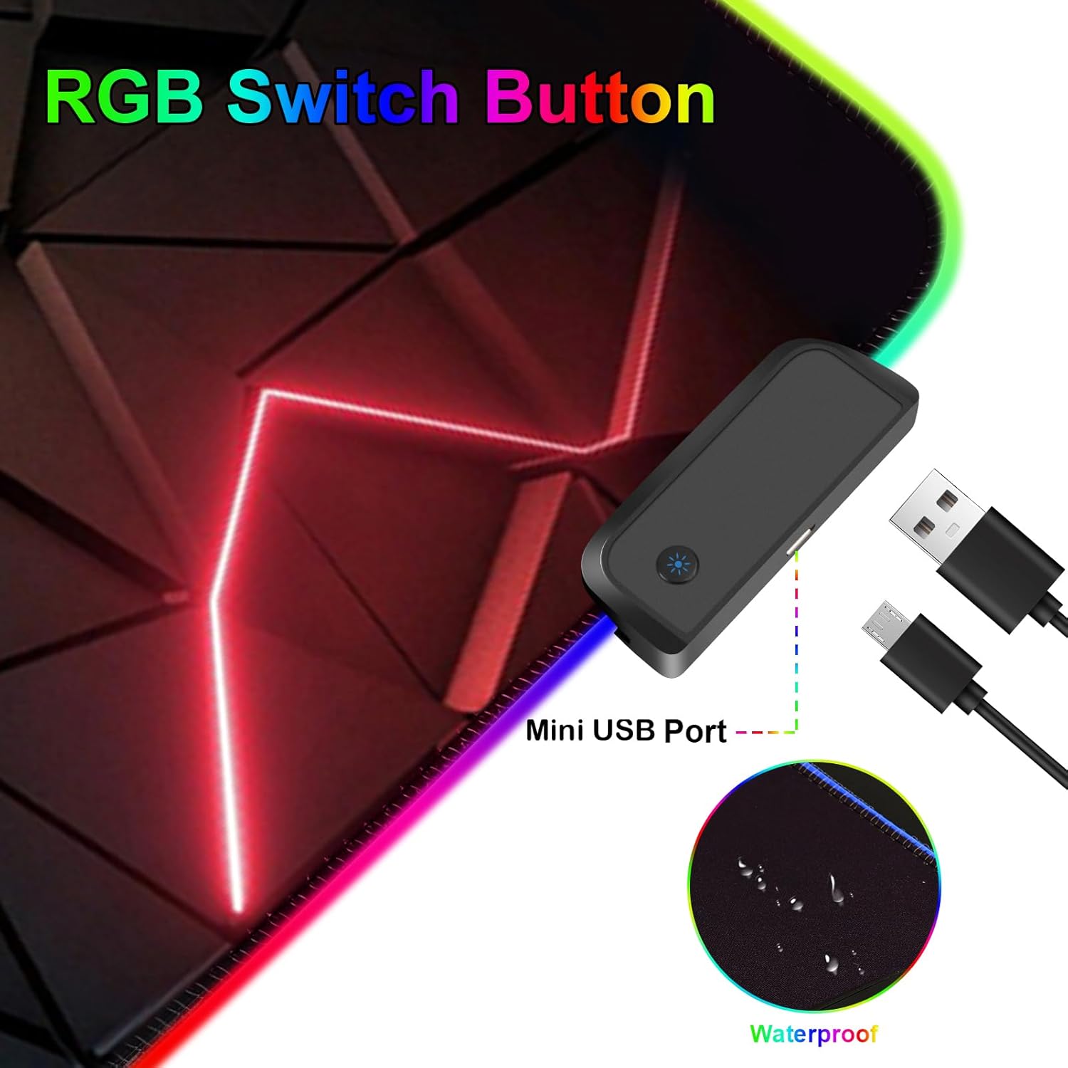 RGB Mouse Pad Desk Pad, Large Gaming Mousepad with LED Light 13 Light Modes Touch Control Extended Soft Computer Keyboard Mat Pad, Desk Mat with Non-Slip Rubber Base for MacBook & Laptop(31.5X11.8) - Image 6