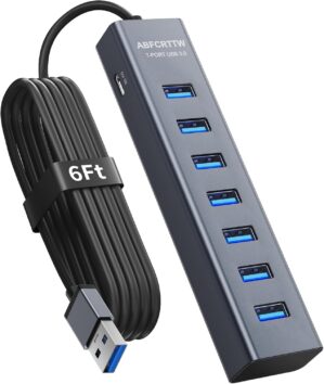 6Ft 7-Port USB 3.0 Hub for Desktop,...