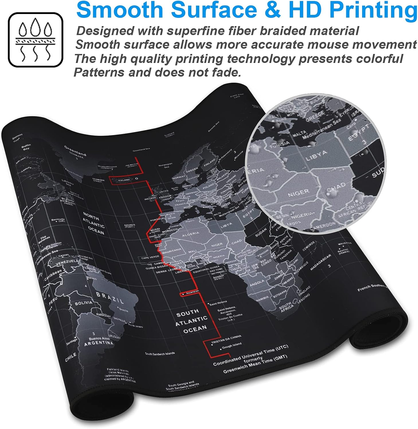 XXL Professional Large Mouse Pad & Computer Game Mouse Mat (35.4x15.7x0.1IN, Map) (90 * 40 Map) - Image 4