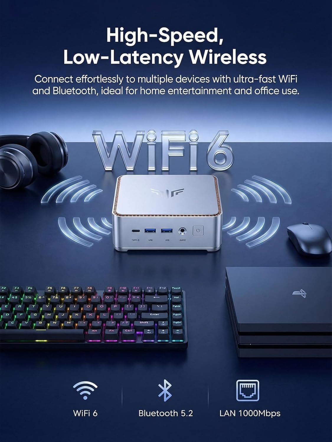 KAMRUI Hyper H2 Mini PC Windows 11 Pro, Intel Core 14450HX Mini Computer(10C/16T, 4.8GHz), 16GB RAM 512GB PCIe4.0 SSD, Triple 4K(USB-C/HDMI/DP), WiFi 6 BT5.2 Micro Desktop PC for Business Office - Image 6