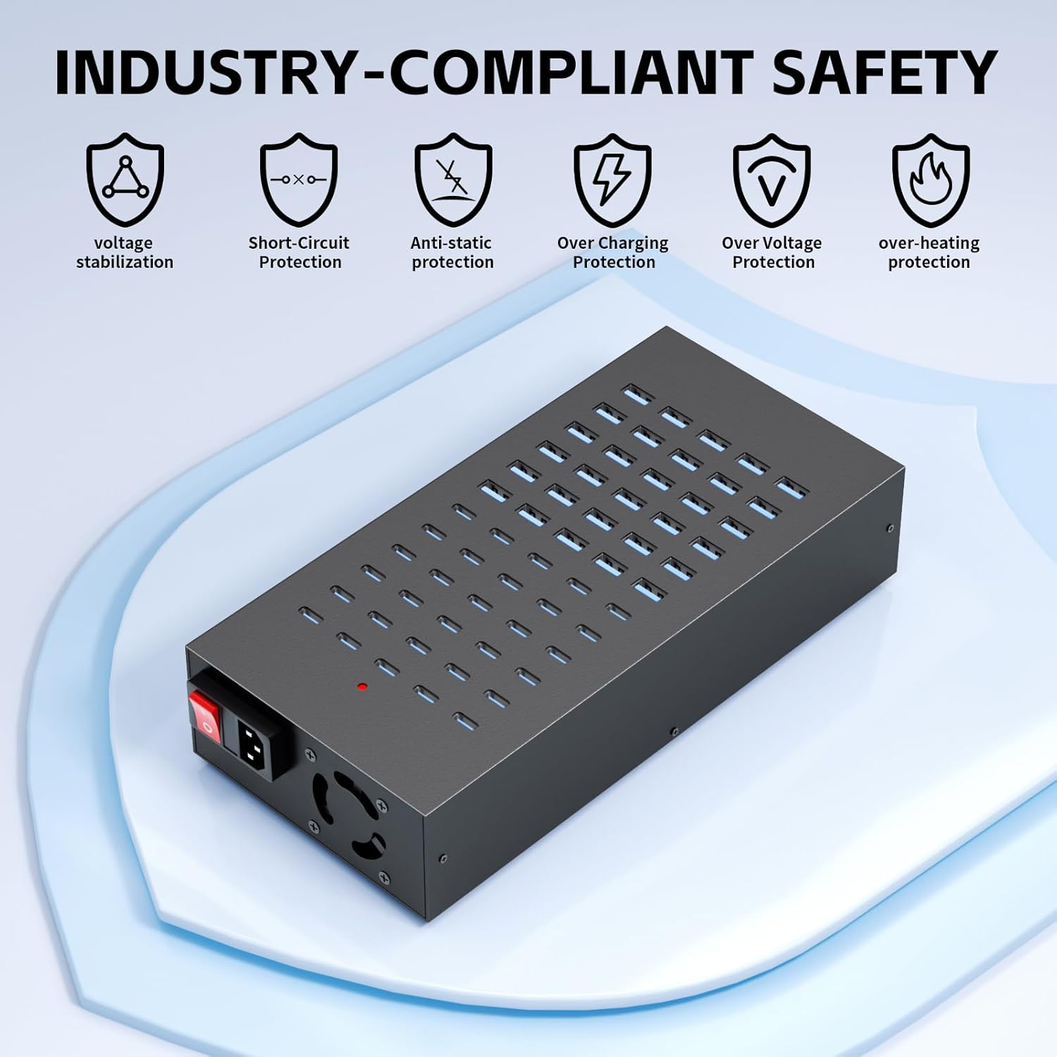 400W USB Charging Station, 60 Port USB C Charging Station for Multiple Device, Multi USB Desktop Charger Station with Smart IC Protection, Suitable for Home, Office, Hotels, Schools - Image 4