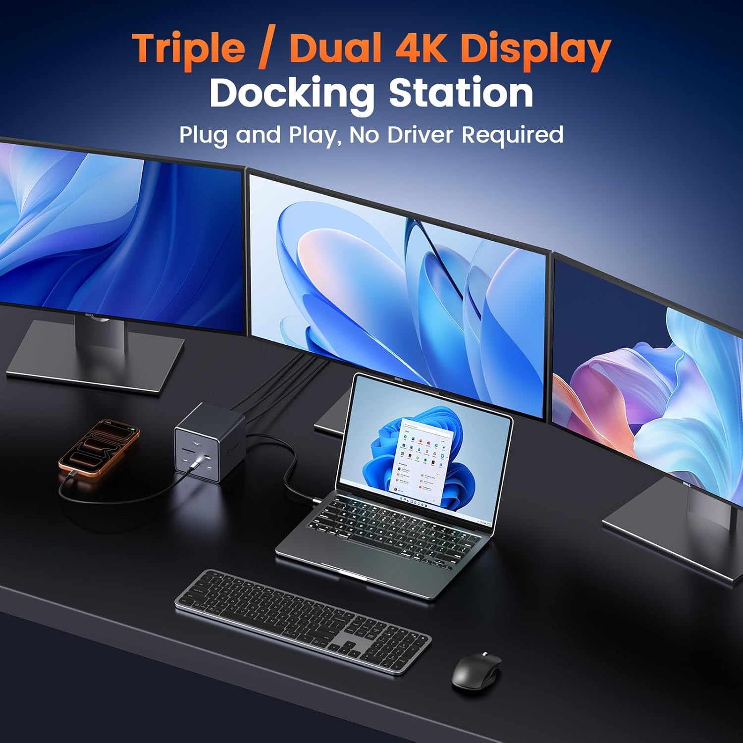 TobenONE 16-in-1 Laptop Docking Station π§πΏπΆπ½πΉπ² π°π Monitor with 150W Power Supply, 3 HDMI, 2.5Gbps Ethernet, 7 USB, USB-C Docking Station for Thunderbolt 5/4/3 Windows/Dell/Lenovo/HP/Asus - Image 3