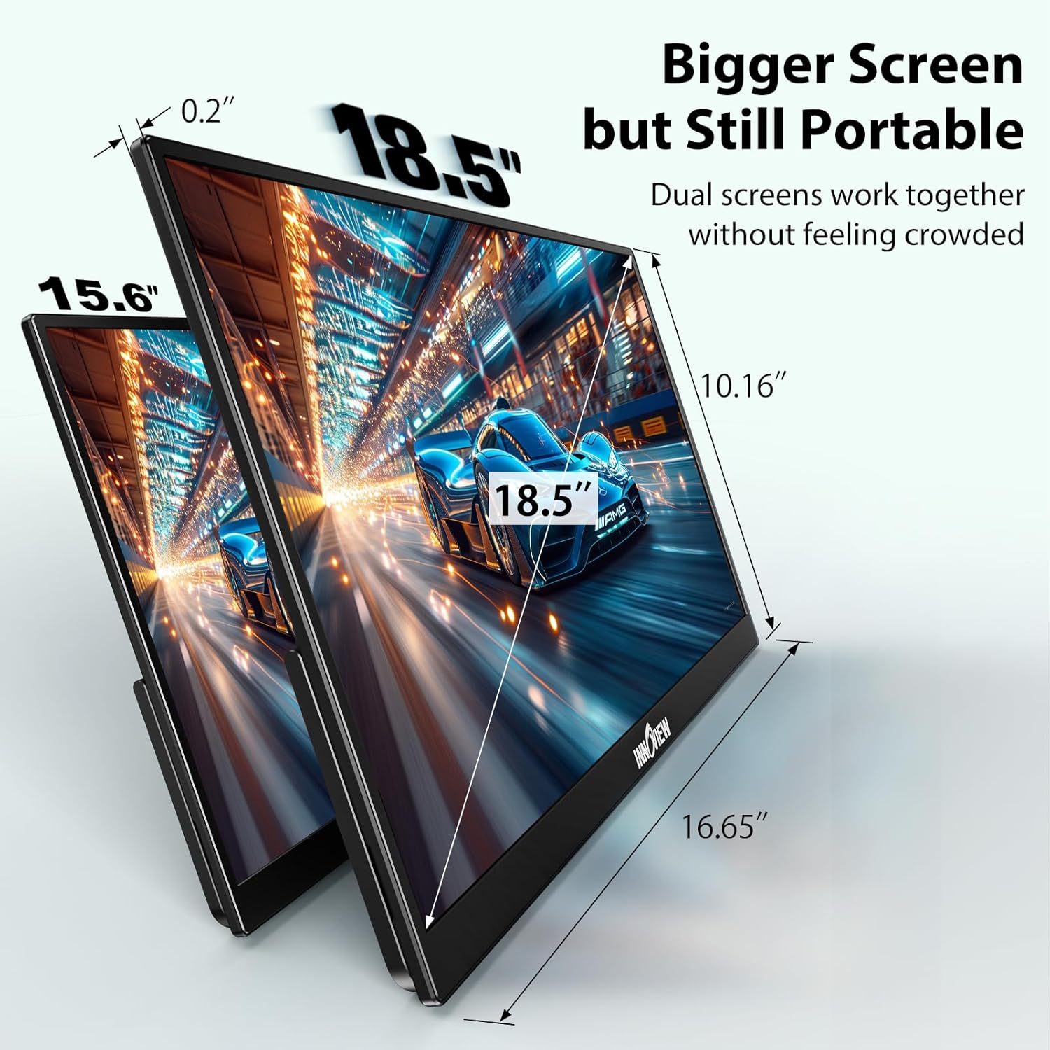 InnoView Portable Monitor 18.5 inch 100HZ 120% sRGB, 1080P FHD IPS Large Portable Monitors for Laptop USB C HDMI HDR Travel Monitor with Kickstand Mac PC Xbox PS4/5 Switch - Image 4