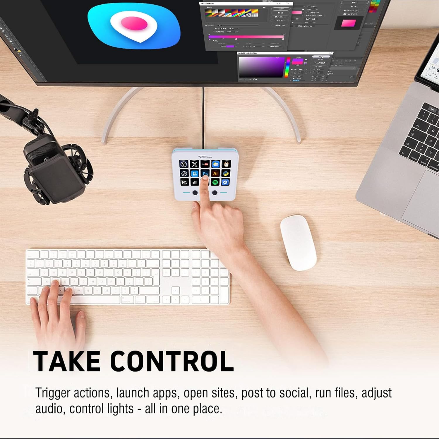 Macro Keypad, Stream Controller Deck Gaming Streaming Shortcut Keyboard, 18 Programmable Keys Customizable Visual AI Pad USB Soundboard for OBS, YouTube, Desk Office Setup, Laptop, PC, Mac - Image 5