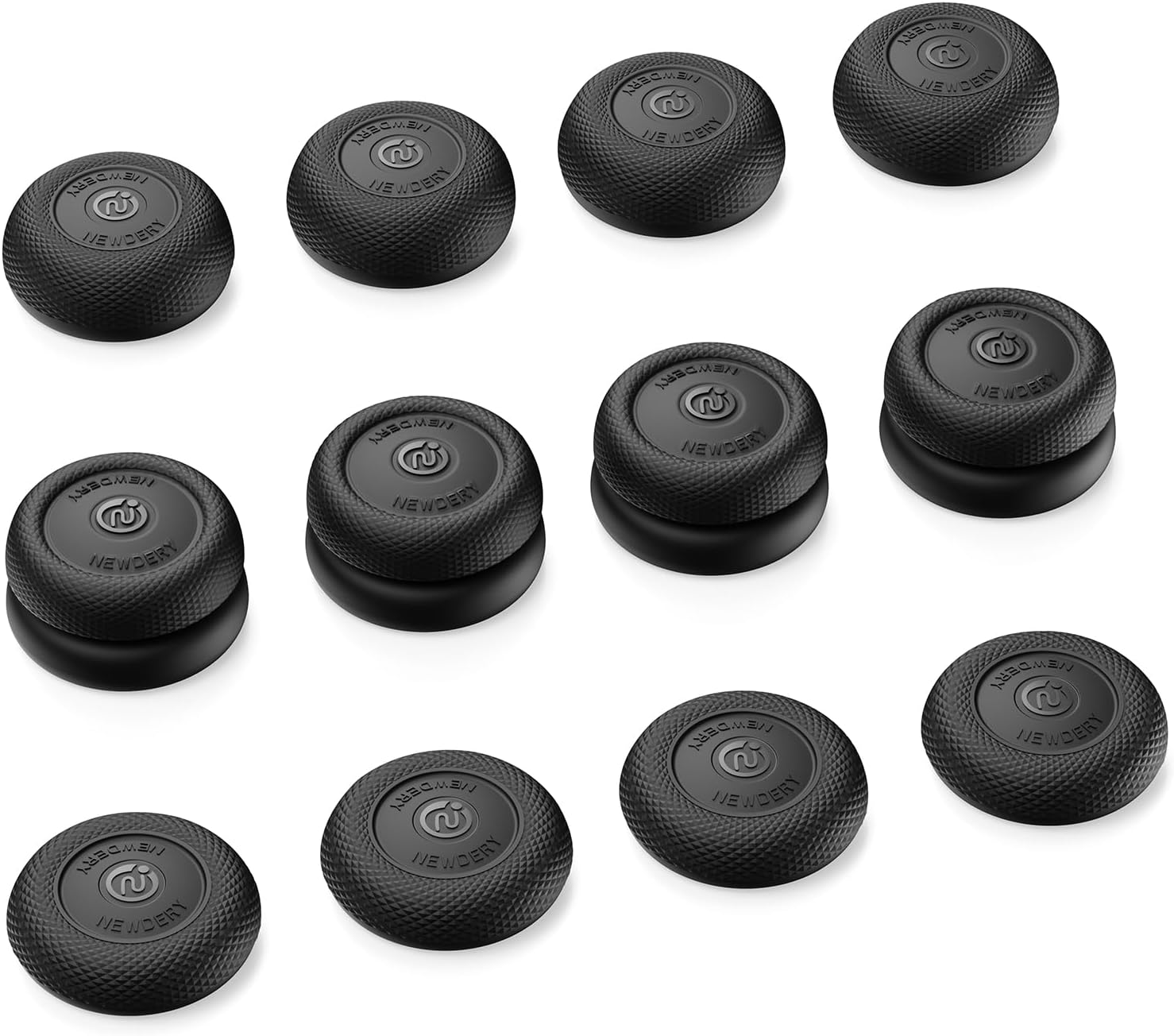 NEWDERY Thumb Grips for PS4/PS5 Controller, 3 Height Options (Low/Mid/High) for Precision & Control, Anti-Slip Silicone Joystick Caps for PlayStation 5/4 Controller, Switch 2 Pro Controller, 12-Pack