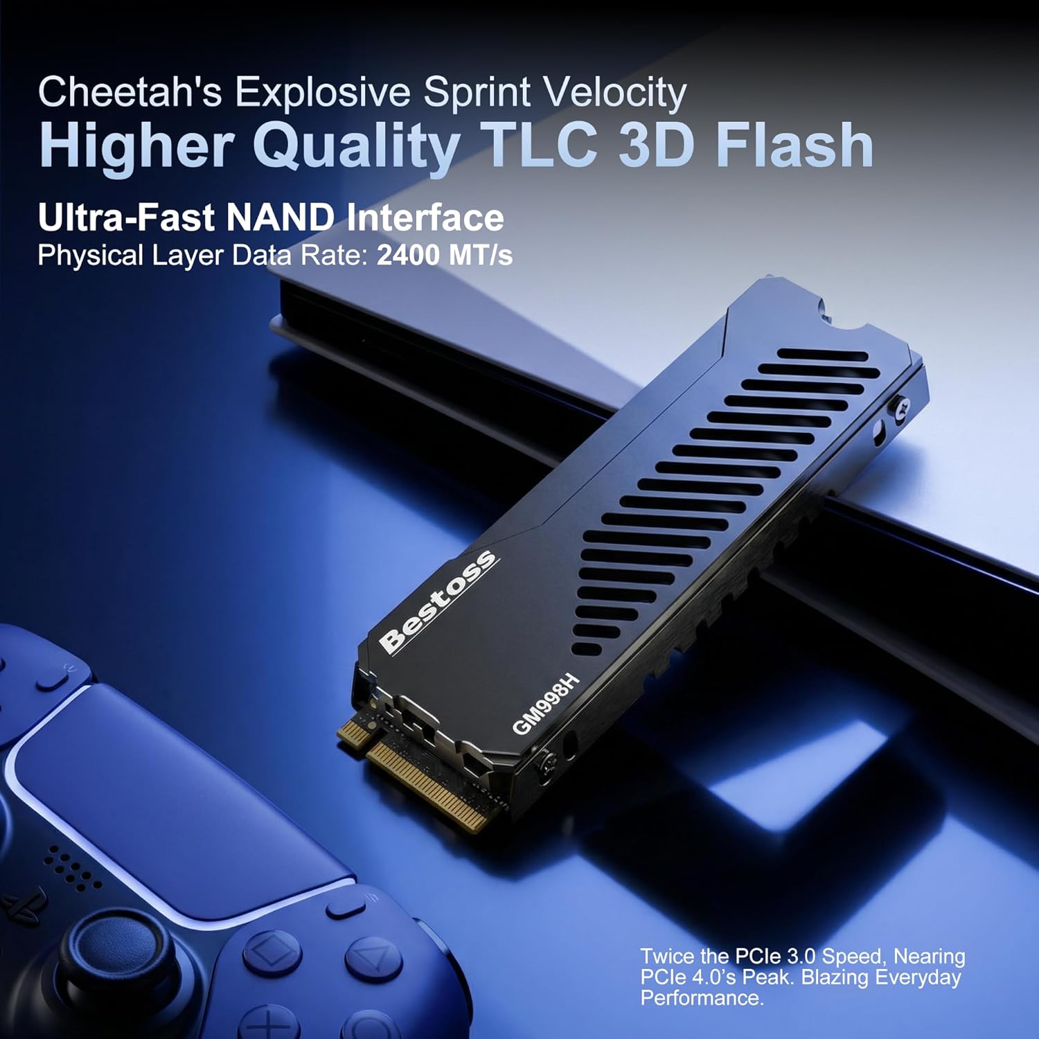 Bestoss 1TB PCIe 4.0 NVMe M.2 2280 SSD with Heatsink, PS5 Storage Expansion up to 7350MB/s, SLC Cache&HMB, PS5 Memory Expansion Tailored for Gamers, Editors&AI Creators Demanding Blazing-Fast Speed - Image 2