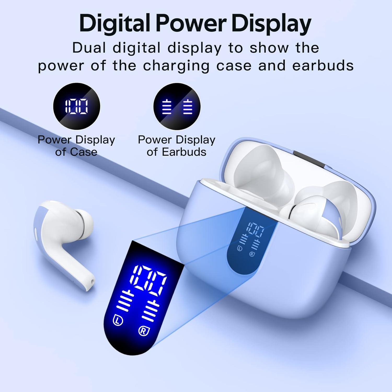 TAGRY Bluetooth Headphones True Wireless Earbuds 60H Playback LED Power Display Earphones with Wireless Charging Case IPX5 Waterproof in-Ear Ear buds with Mic for TV Smart Phone Laptop Computer Sports - Image 2