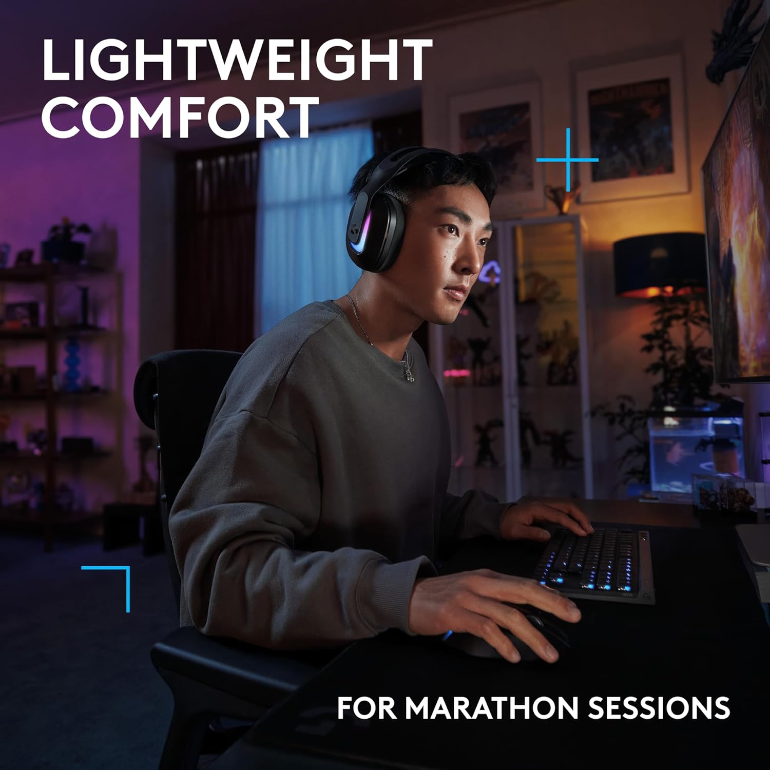 Logitech G522 Lightspeed Wireless Gaming Headset, Full-Band Mic, Advanced Audio, Tri-Connect (Lightspeed, Bluetooth, USB A to C), LIGHTSYNC RGB, for PC & Nintendo Switch/Switch 2 – Black - Image 6