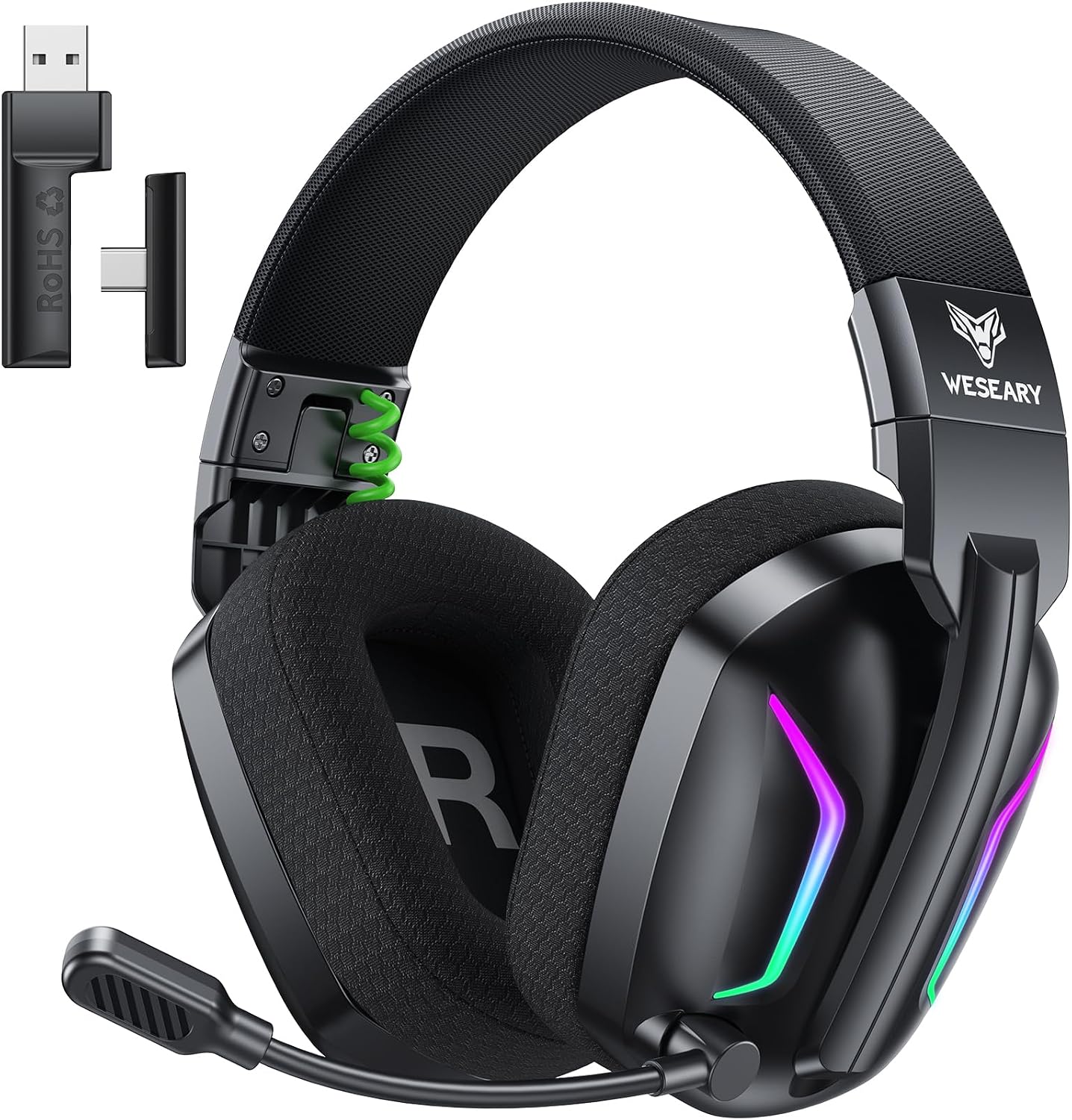 WESEARY Wireless Gaming Headset for PS5, PS4, PC, Switch & Mac, 20ms Ultra-Low Latency, 2.4GHz USB & Bluetooth 5.4 Gaming Headphones with Mic, 50H Battery Life, 3D Audio for Sega Dreamcast Accessories