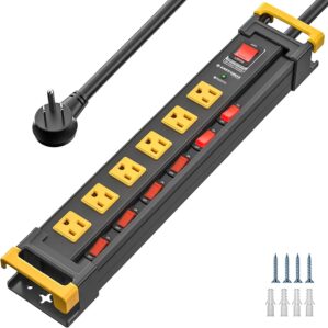 6 Outlet Heavy Duty Metal Power Str...
