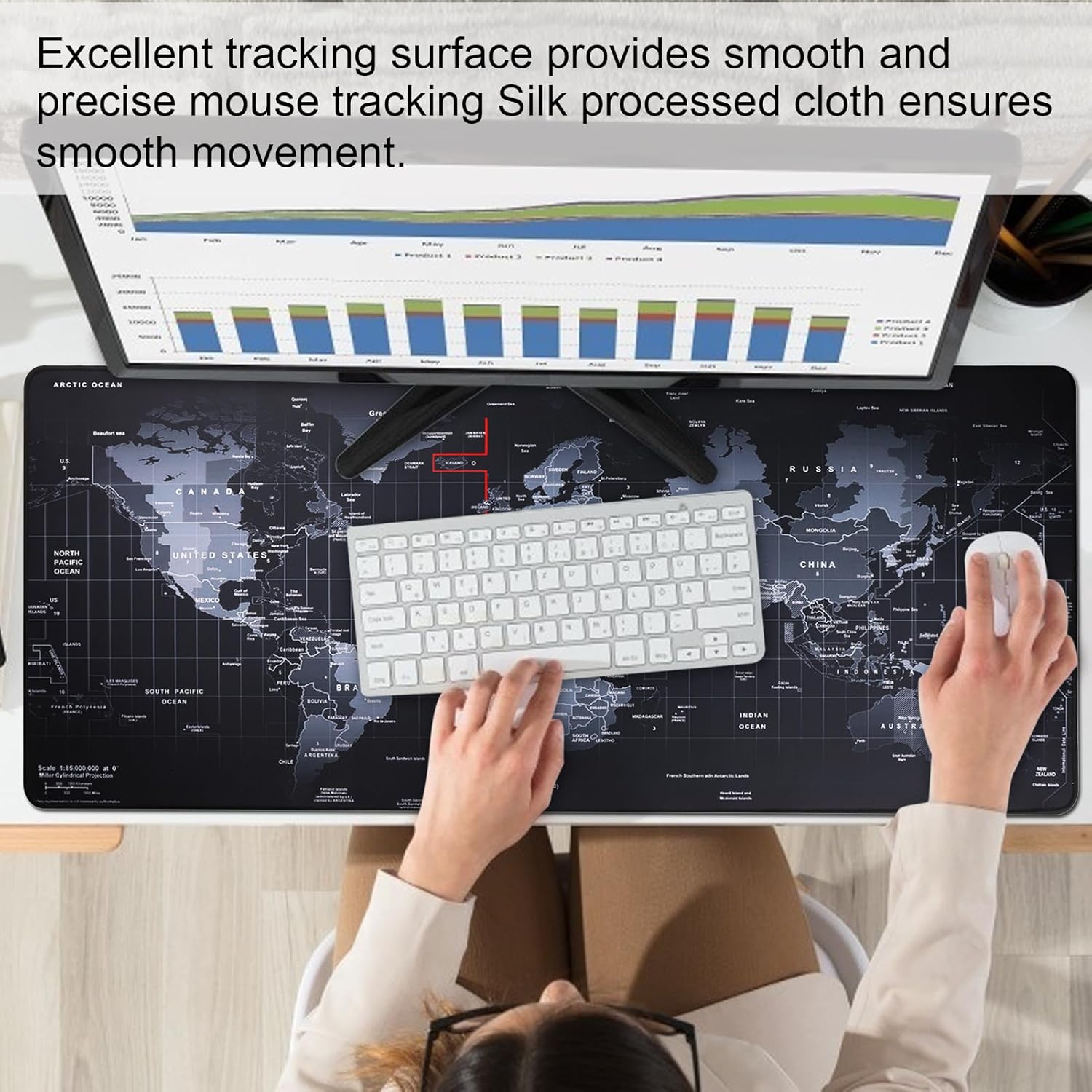 XXL Professional Large Mouse Pad & Computer Game Mouse Mat (35.4x15.7x0.1IN, Map) (90 * 40 Map) - Image 6