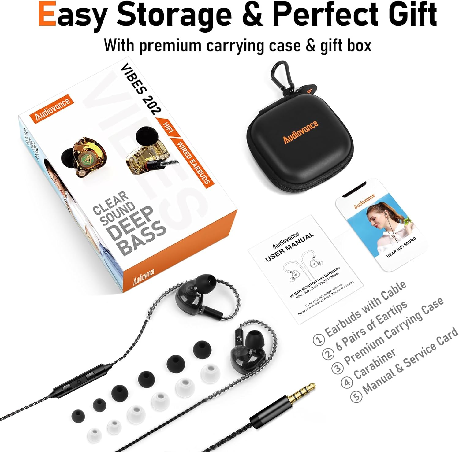 Vibes 202M Wired Earbuds - HiFi in Ear Monitor Headphones - Noise Isolating Ear Buds w/ Mic - Clear Sound, Deep Bass & Comfort-Fit Gaming Earphones - MMCX to 3.5mm & Silver Plated Cord, Carrying Case - Image 5