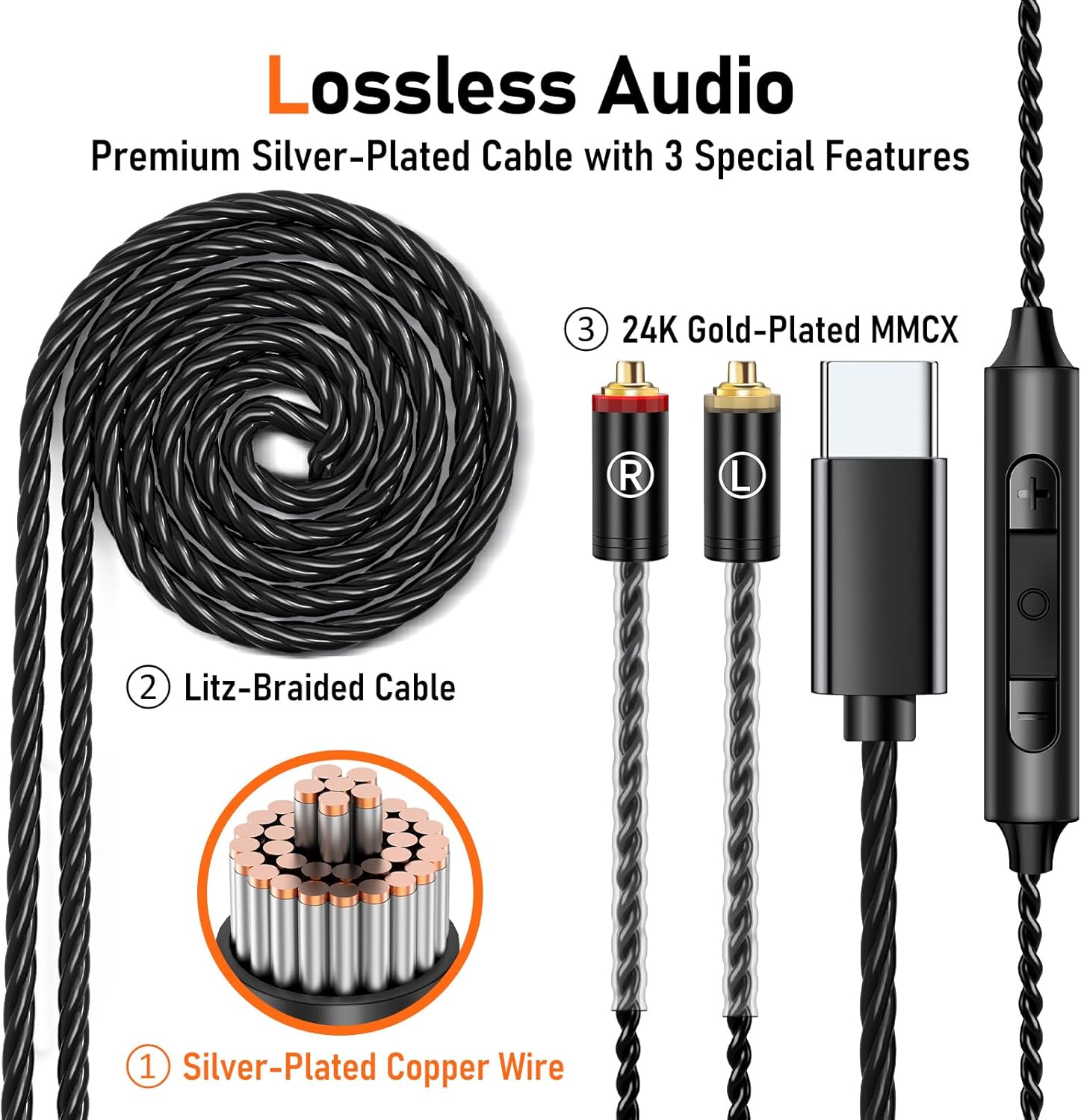 Vibes 202M Wired Earbuds - HiFi in Ear Monitor Headphones - Noise Isolating Ear Buds w/ Mic - Clear Sound, Deep Bass & Comfort-Fit Gaming Earphones - MMCX to 3.5mm & Silver Plated Cord, Carrying Case - Image 7
