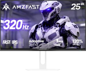 Amzfast 25 Inch White Gaming Monito...