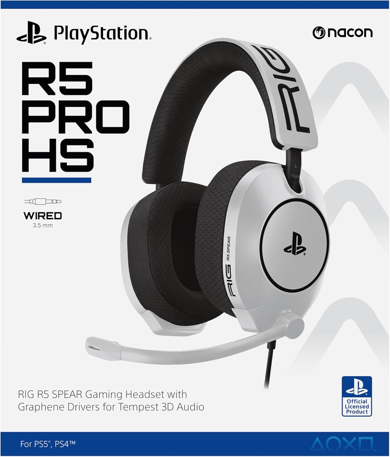 RIG R5 Spear PRO HS Wired Gaming Headset Officially Licensed for PlayStation, PS5, PS4, PC - 40mm Graphene Drivers, Tempest 3D Audio, Flip-to-Mute Mic, Memory Foam Cushions, 3.5mm -White - Image 10