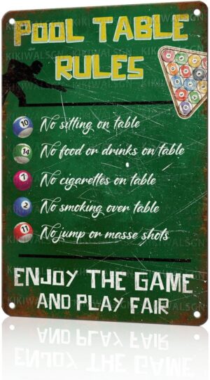 Retro Pool Table Rules Tin Sign Vin...