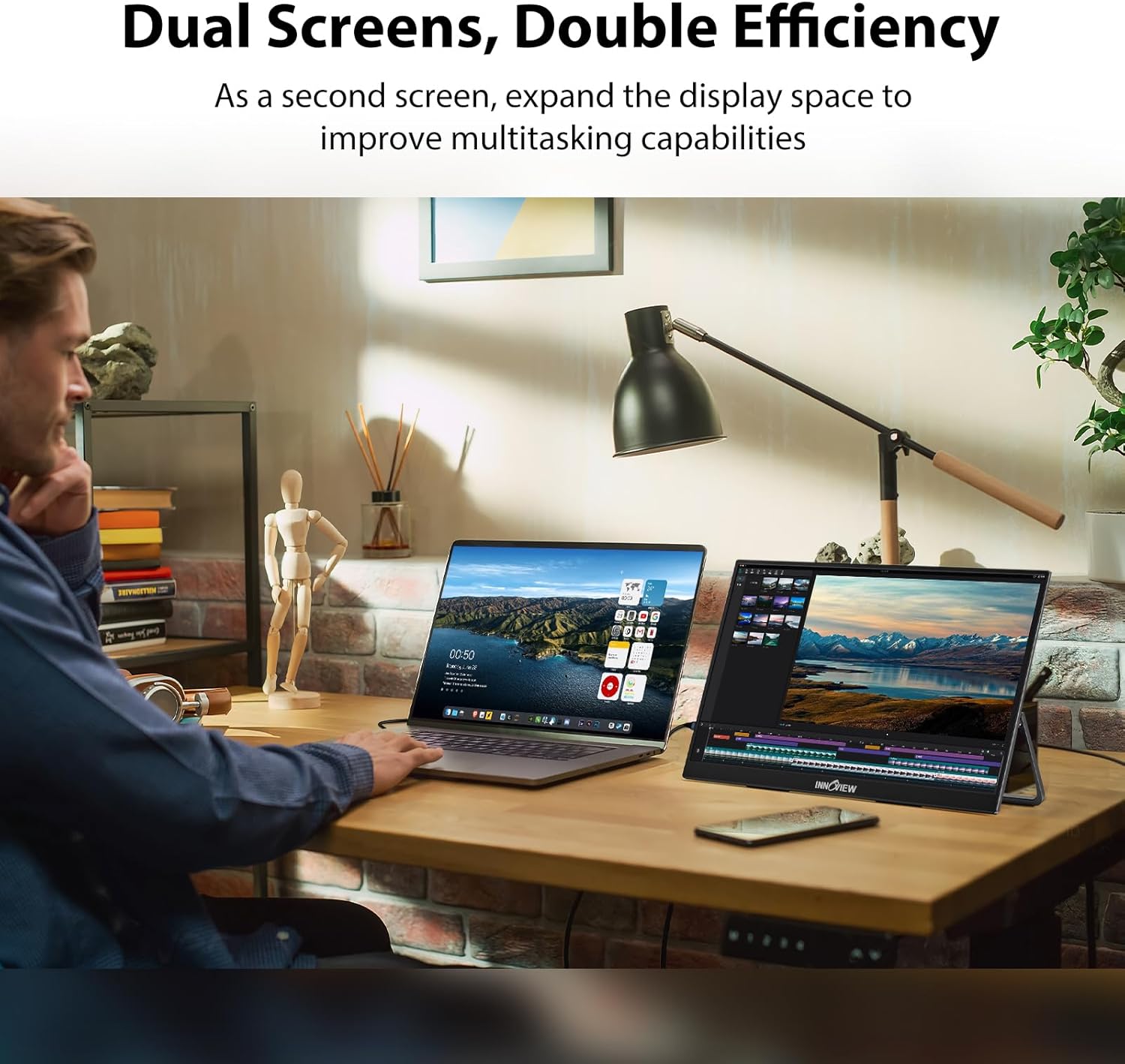 InnoView Portable Monitor 18.5 inch 100HZ 120% sRGB, 1080P FHD IPS Large Portable Monitors for Laptop USB C HDMI HDR Travel Monitor with Kickstand Mac PC Xbox PS4/5 Switch - Image 6