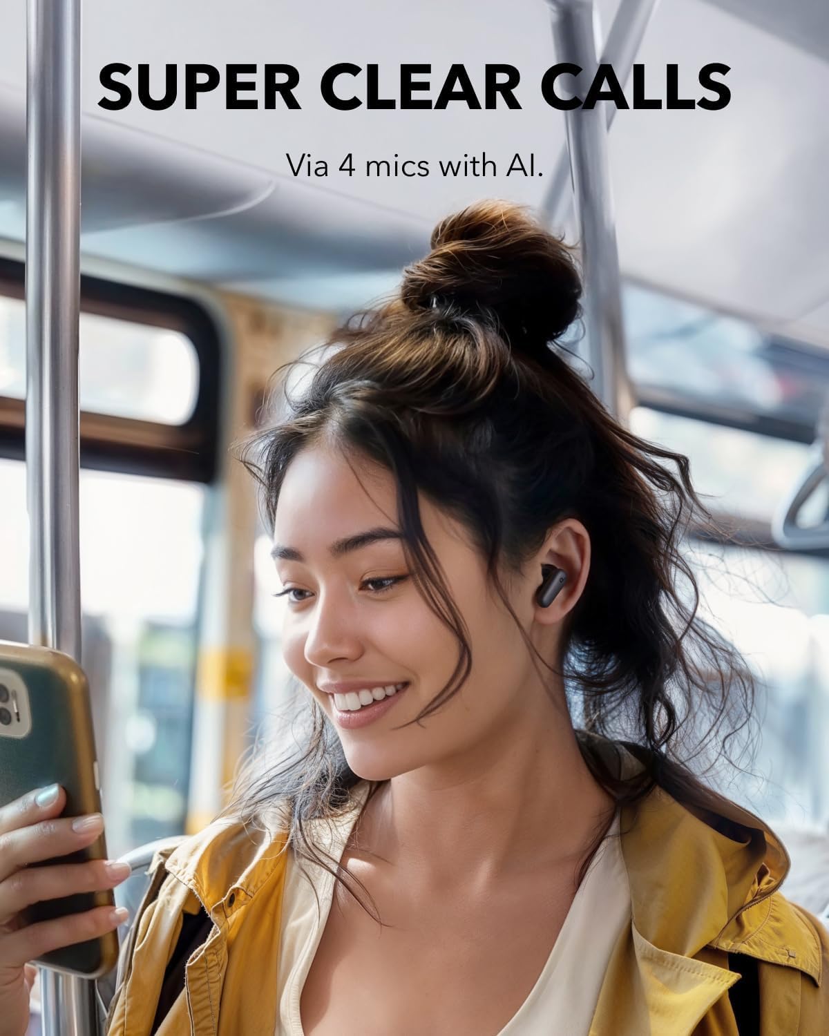 Soundcore P30i by Anker Noise Cancelling Earbuds, Strong and Smart Noise Cancelling, Powerful Bass, 45H Playtime, 2-in-1 Case and Phone Stand, IP54, Wireless Earbuds, Bluetooth 5.4 (Black) - Image 6