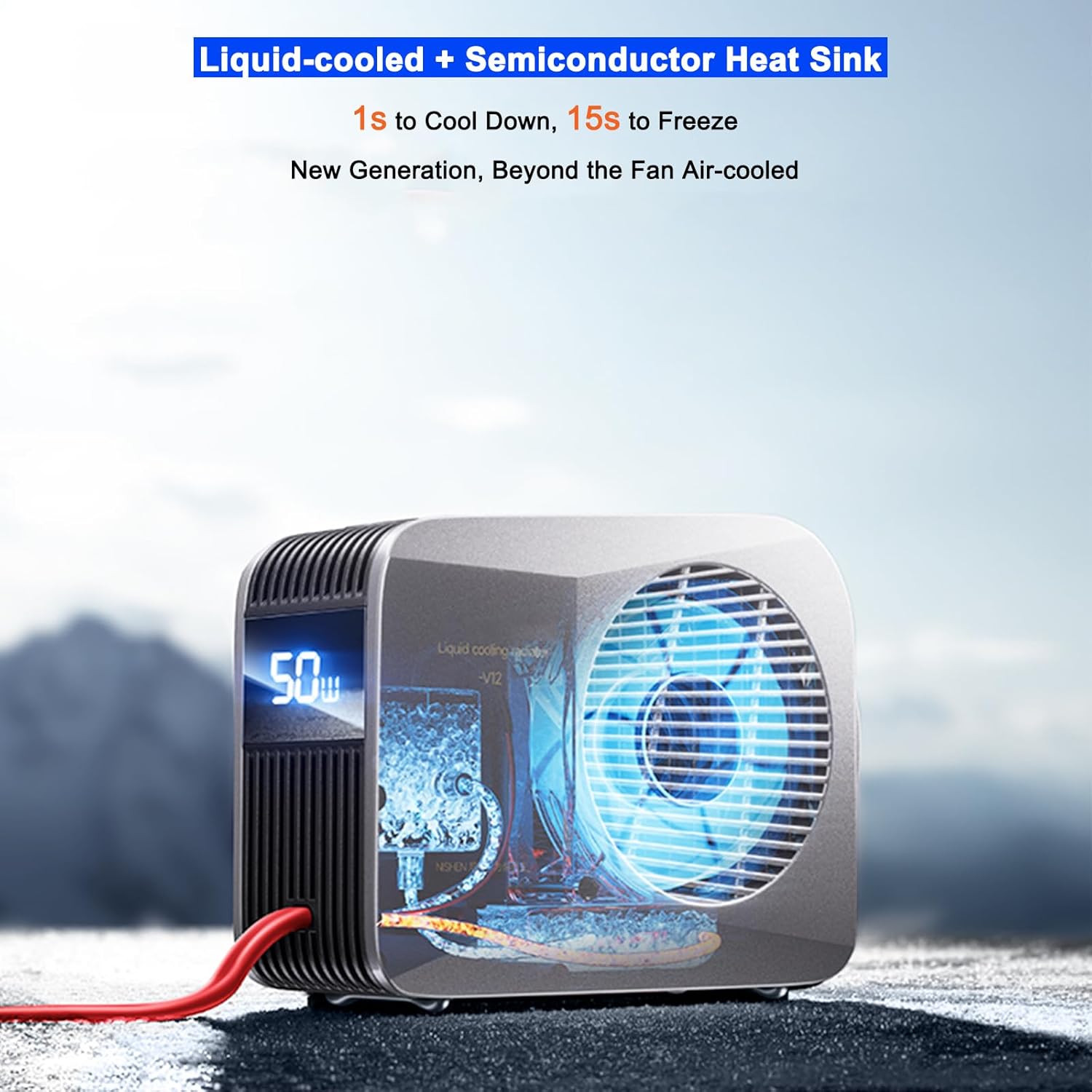 Phone Cooler for Gaming, Live Streaming, 50W Magnetic Cell Phone Cooler with Low Noise Liquid Cooling Radiator for iPhone MagSafe Series/Android/iPad/Tablet, with RGB Cooling Fan (Gray) - Image 2