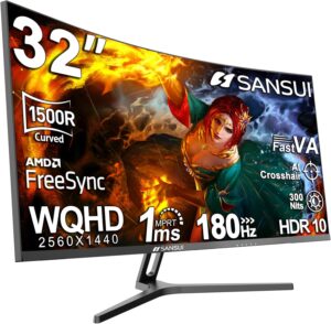 SANSUI 32-Inch Curved Gaming Monito...