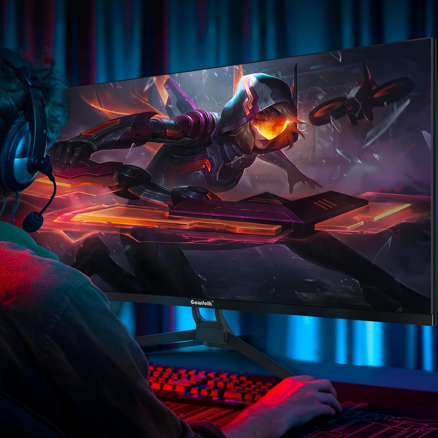 Gawfolk Gaming Monitor 34 inch IPS 120Hz, Ultrawide PC Screen 2560×1080P Ultra-Thin Zero Frame Computer Display for Home Office Business, DP, HDMI, Wall-Mounted, Black - Image 5