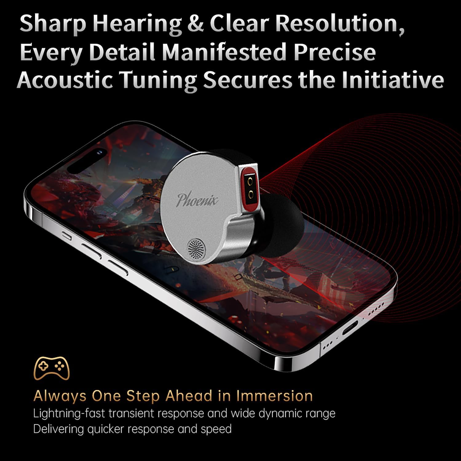CCA Phoenix in-Ear Monitor Headphones, Dual-Magnet Dynamic Driver IEM with HiFi Clear Sound & Deep Bass, Full-Metal Professional Gaming Earbuds for Musicians, Singers, and Audiophiles(3.5mm Plug) - Image 8