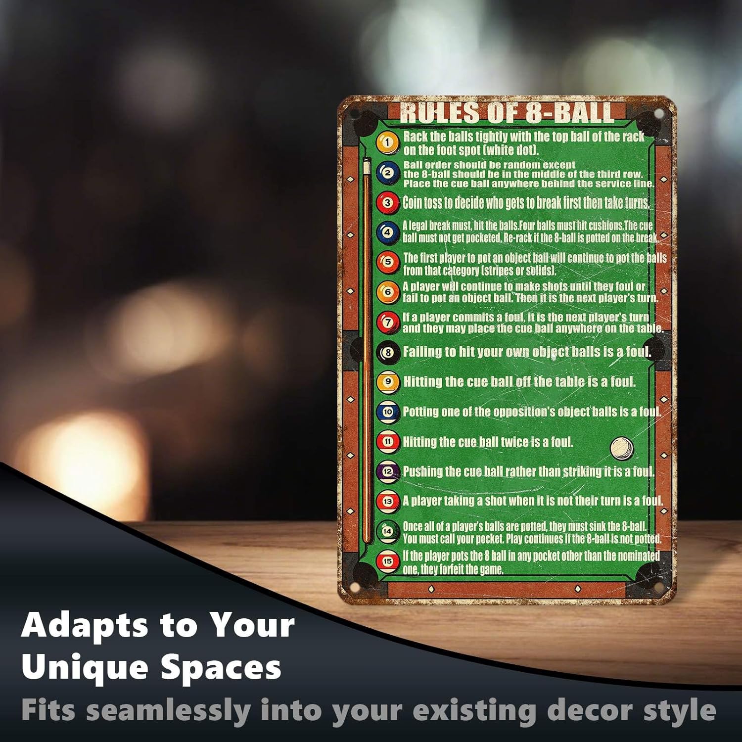 Vintage Pool Table Rules Tin Sign Retro Billiards Wall Decor for Game Room Man Cave Bar Pub Basement Funny Pool Hall Metal Poster Nostalgic Hanging Plaque 12 * 8In - Image 6