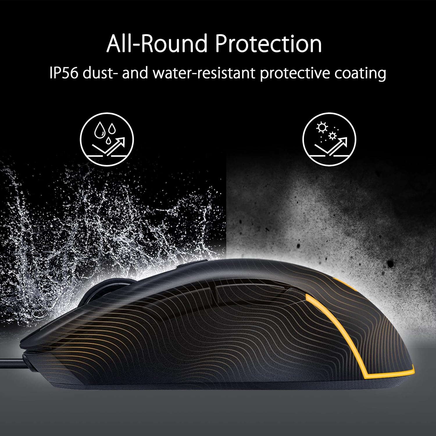 ASUS TUF Gaming M3 Gen II Wired USB Gaming Mouse – Right-Handed Ergonomic, 59g Lightweight, 8K DPI, IP56 dust & Water Resistance, Antibacterial Guard, 6 Programmable Buttons, PC/Mac Support - Black - Image 3