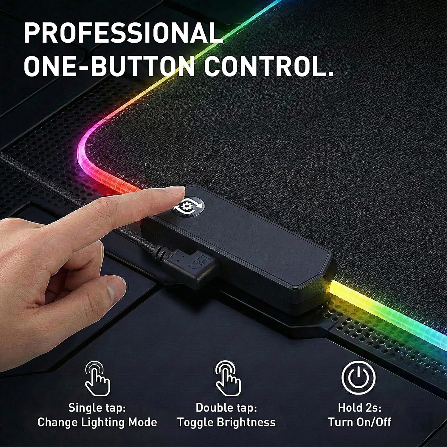 RGB Gaming Mouse Pad, 31.5 × 11.8 Inch Large Mouse pad for Desk, 13 Light Modes, Non-Slip Rubber Base, Waterproof, for PC Laptop Office Gaming Use - Image 5