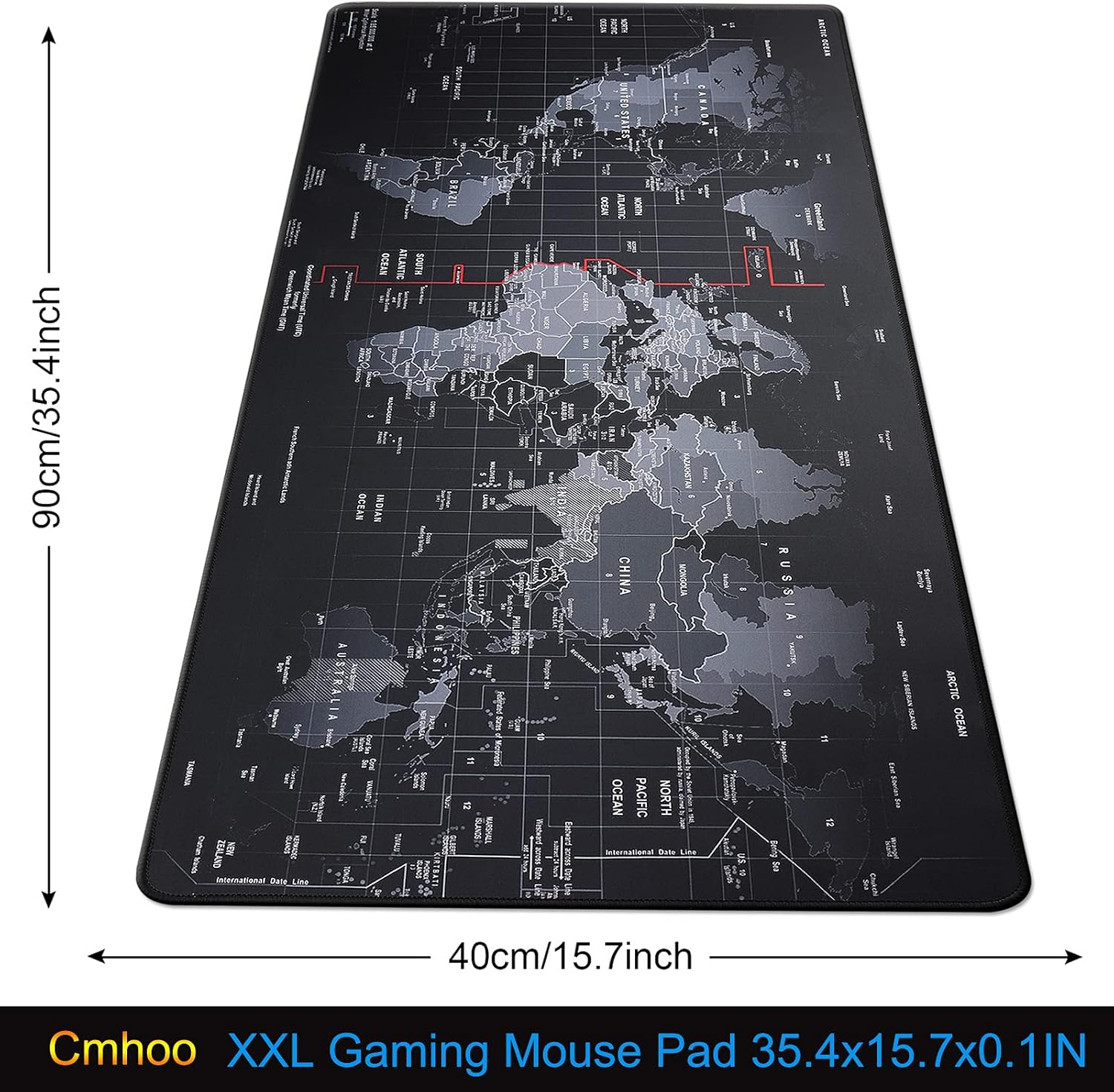XXL Professional Large Mouse Pad & Computer Game Mouse Mat (35.4x15.7x0.1IN, Map) (90 * 40 Map) - Image 2