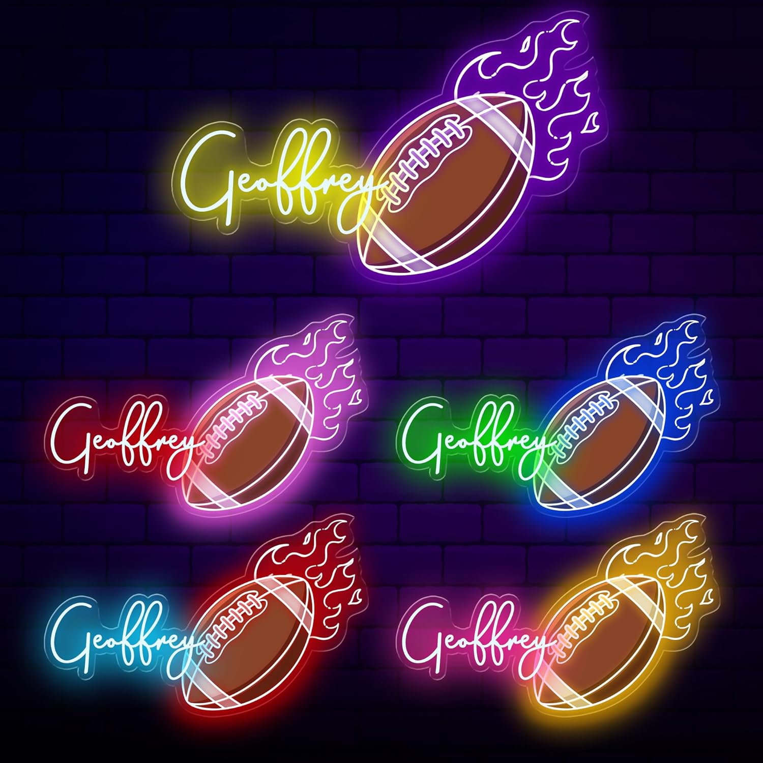 Custom American Football Neon Sign with Name, Personalized Football LED Sign for Boys Bedroom, Sports Room Decor, Game Room, Dorm, Man Cave, Club, USB Powered Acrylic Wall Decor (American Football 1) - Image 3