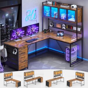 SEDETA L Shaped Gaming Desk with Dr...