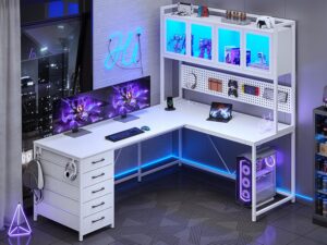 SEDETA L Shaped Gaming Desk with Dr...