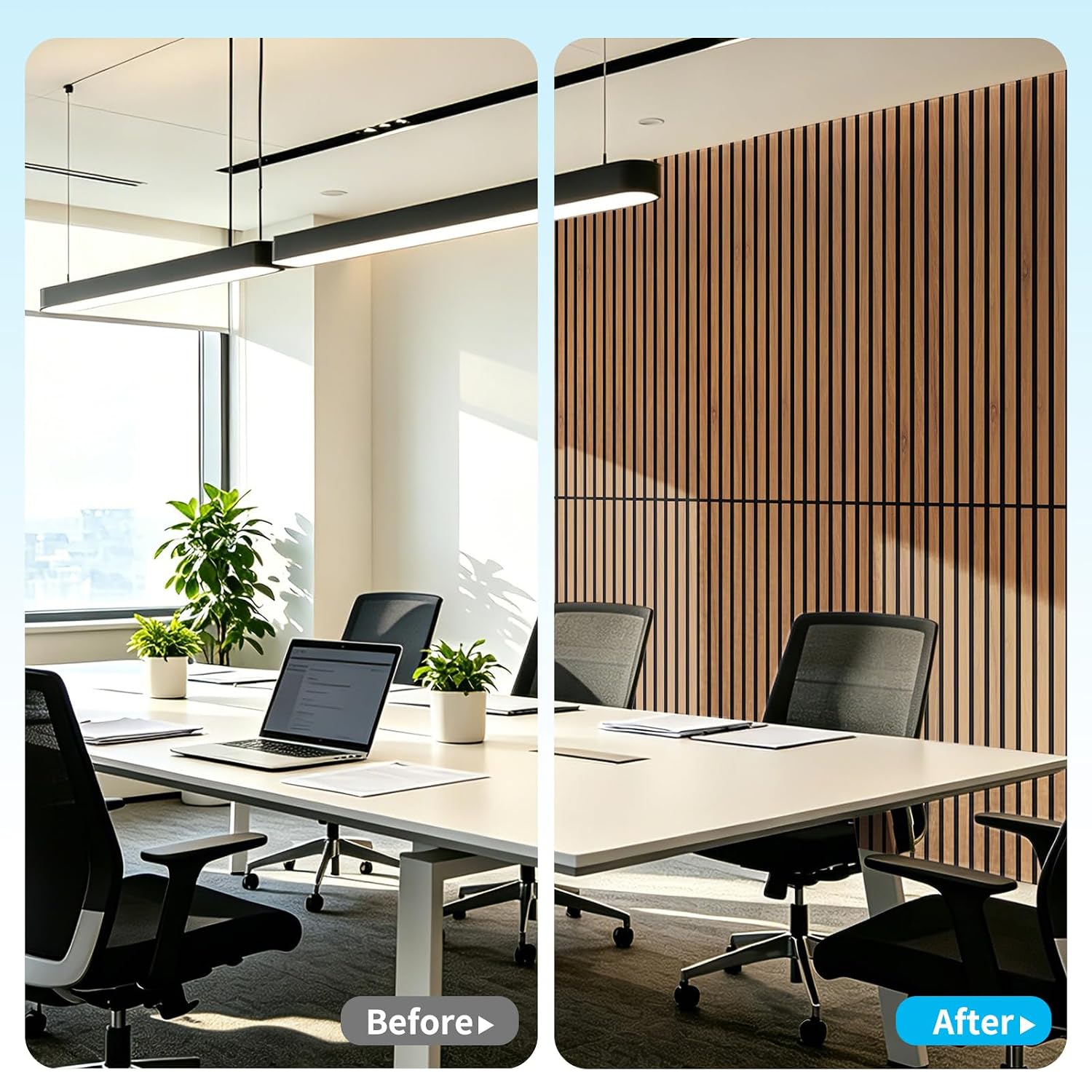 Art3d 4-Pack 47x23.6 Inch Acoustic Panels with Wood Slat Design - Soundproof Wall Panel for Office, Gaming Room & Studio, Ideal for Streamers, Home Workers & Recent Movers, Walnut - Image 9