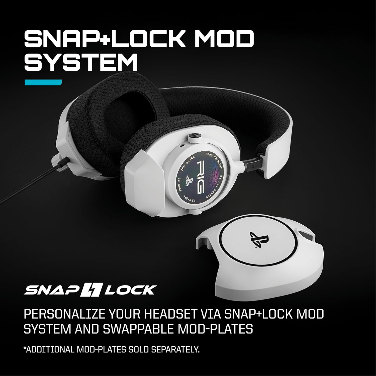 RIG R5 Spear PRO HS Wired Gaming Headset Officially Licensed for PlayStation, PS5, PS4, PC - 40mm Graphene Drivers, Tempest 3D Audio, Flip-to-Mute Mic, Memory Foam Cushions, 3.5mm -White - Image 8
