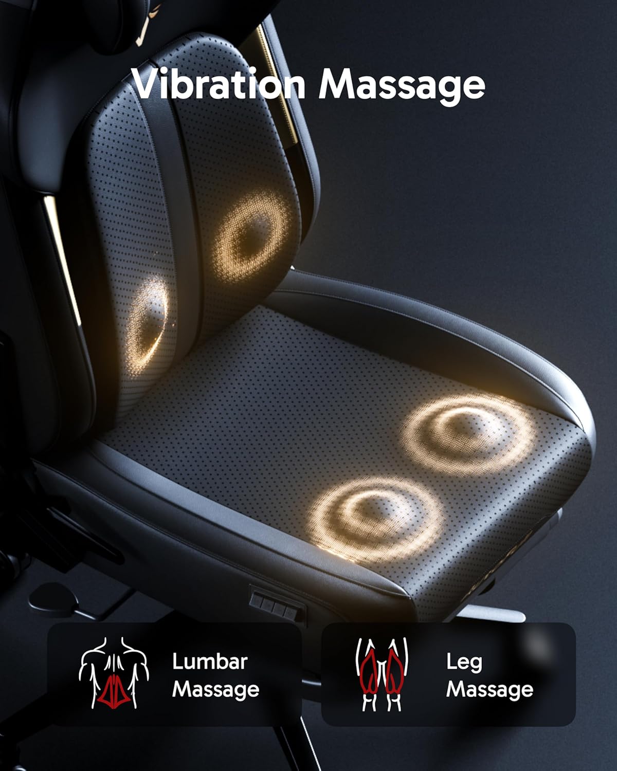AutoFull M6 Ergonomic Gaming Chair – with 3rd-Gen Dynamic Lumbar Support, Lumbar & Leg Massage, Ventilated & Heated Seat, 360° Mechanical Armrests, Retractable Footrest (Black) - Image 5