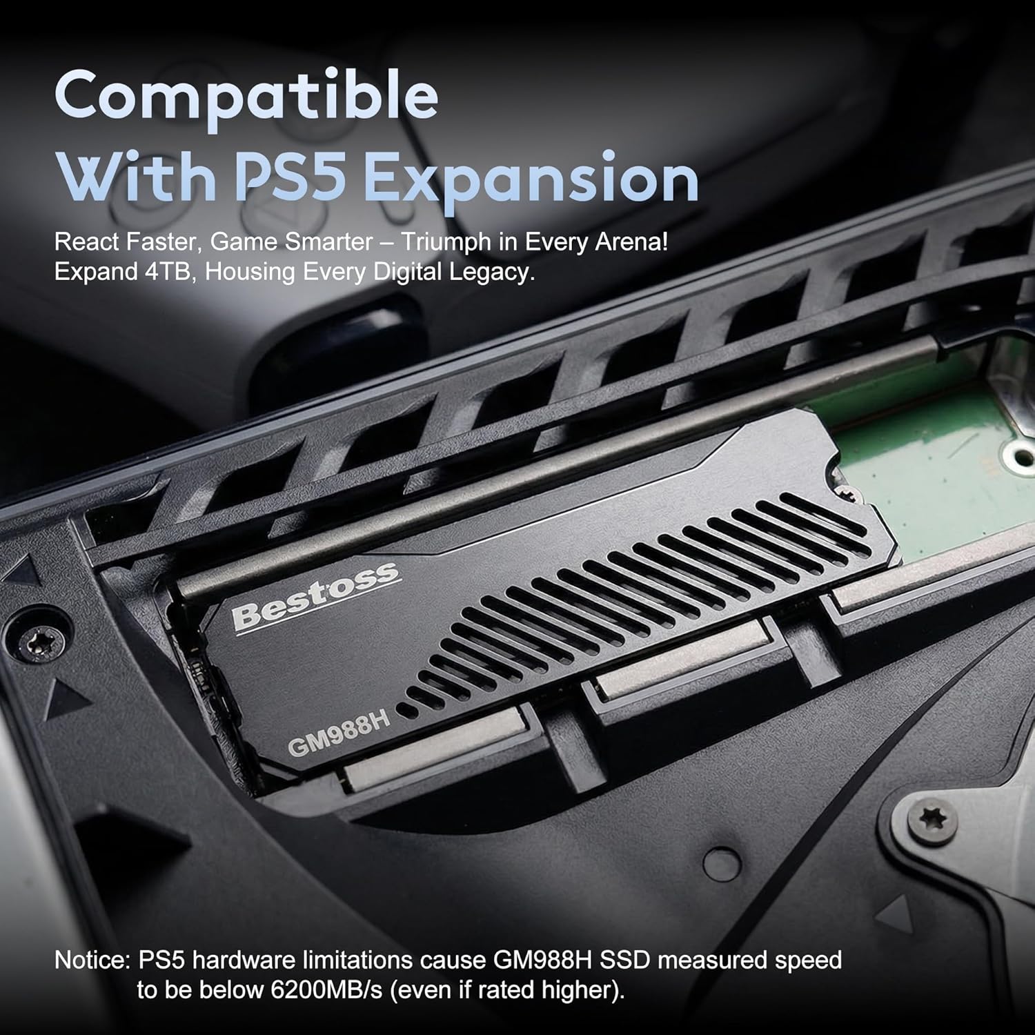 Bestoss 1TB PCIe 4.0 NVMe M.2 2280 SSD with Heatsink, PS5 Storage Expansion up to 7350MB/s, SLC Cache&HMB, PS5 Memory Expansion Tailored for Gamers, Editors&AI Creators Demanding Blazing-Fast Speed - Image 4