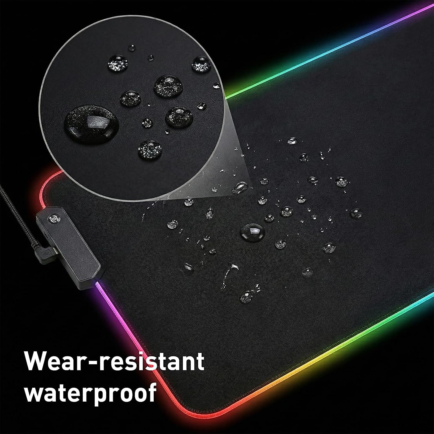 RGB Gaming Mouse Pad, 31.5 × 11.8 Inch Large Mouse pad for Desk, 13 Light Modes, Non-Slip Rubber Base, Waterproof, for PC Laptop Office Gaming Use - Image 6