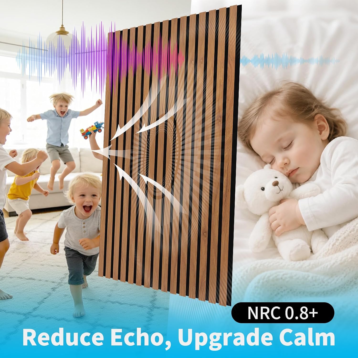 Art3d 4-Pack 47x23.6 Inch Acoustic Panels with Wood Slat Design - Soundproof Wall Panel for Office, Gaming Room & Studio, Ideal for Streamers, Home Workers & Recent Movers, Walnut - Image 6