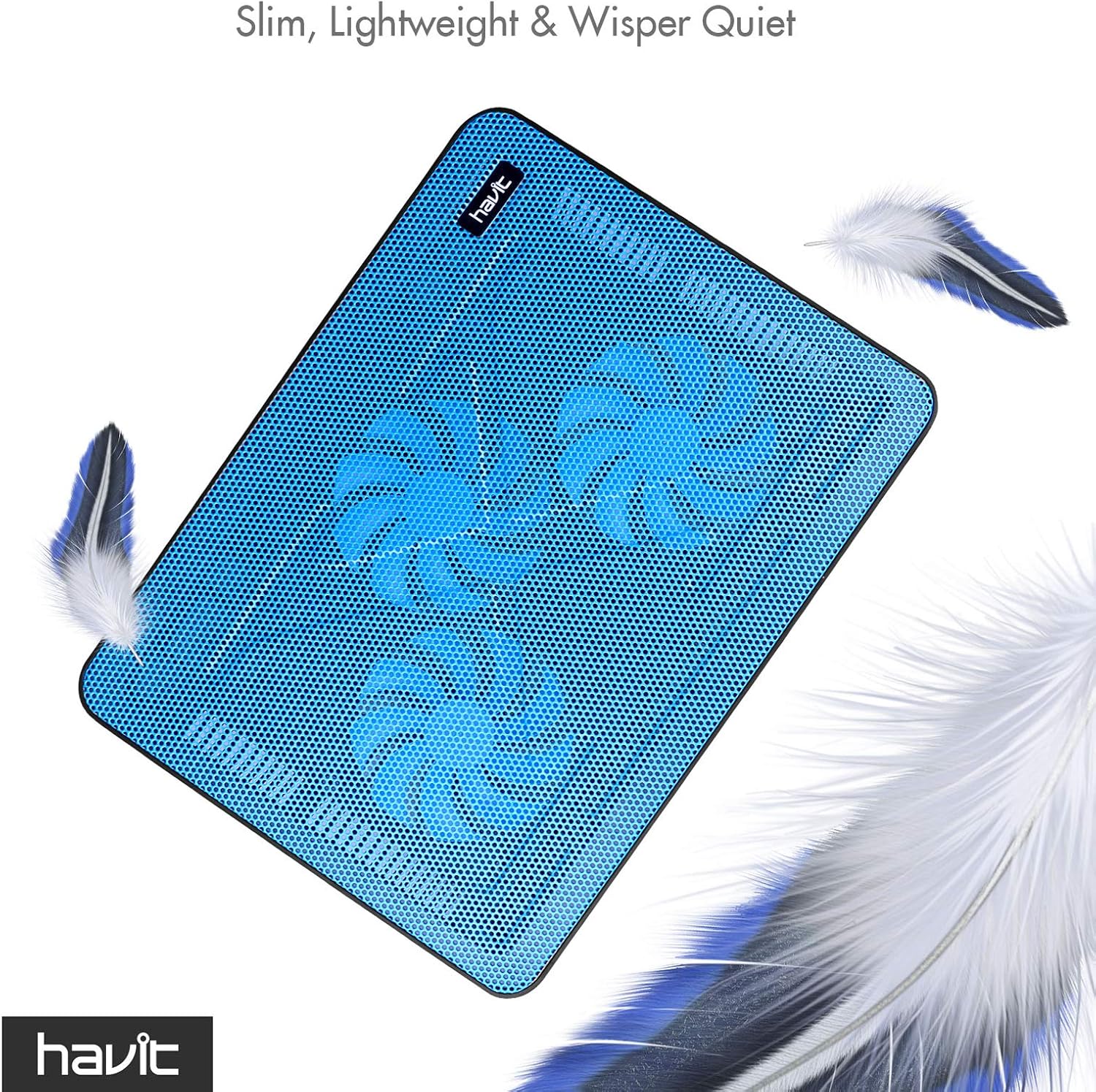 Havit HV-F2056 15.6-17 Inch Laptop Cooler Cooling Pad - Slim Portable USB Powered (3 Fans) (Blue) - Image 4