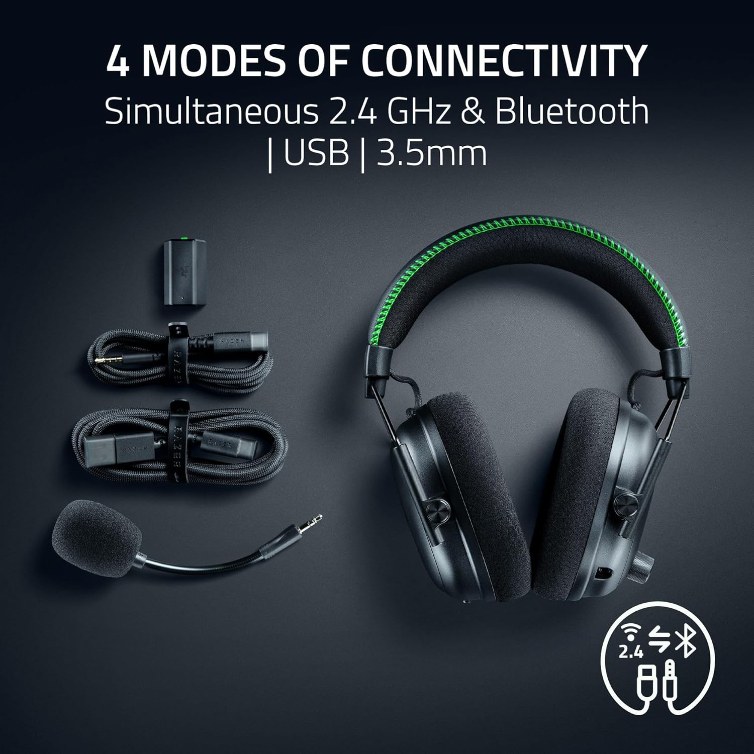 Razer BlackShark V3 Pro Wireless ANC Gaming Headset for Xbox: Full Band Mic - 50mm Drivers - 2.4 GHz, Bluetooth, USB, 3.5mm - Works with PC, Mac, PS5, Nintendo Switch - Long Battery Life - Black - Image 7