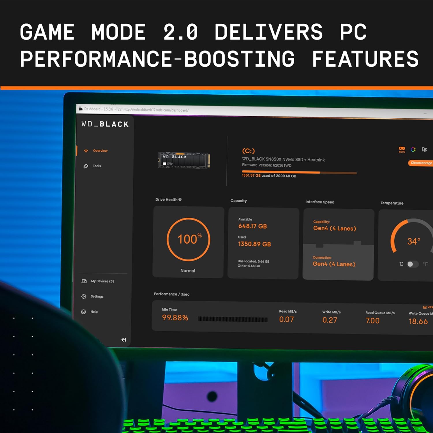 WD_BLACK SN850X 1TB NVMe SSD - M.2 2280, Up to 7,300 MB/s Read speeds, Up to 6,300 MB/s write speeds, Gaming Expansion, High Performance Internal Solid State Drive - WDS100T2X0E - Image 7
